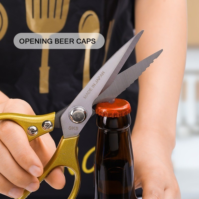 กรรไกรครัวสแตนเลส / กรรไกรตัดกระดูกไก่ เนื้อปลา อเนกประสงค์ / กรรไกรเชฟมืออาชีพสำหรับงานหนัก 1/2 ชิ้น - รูปที่ 4