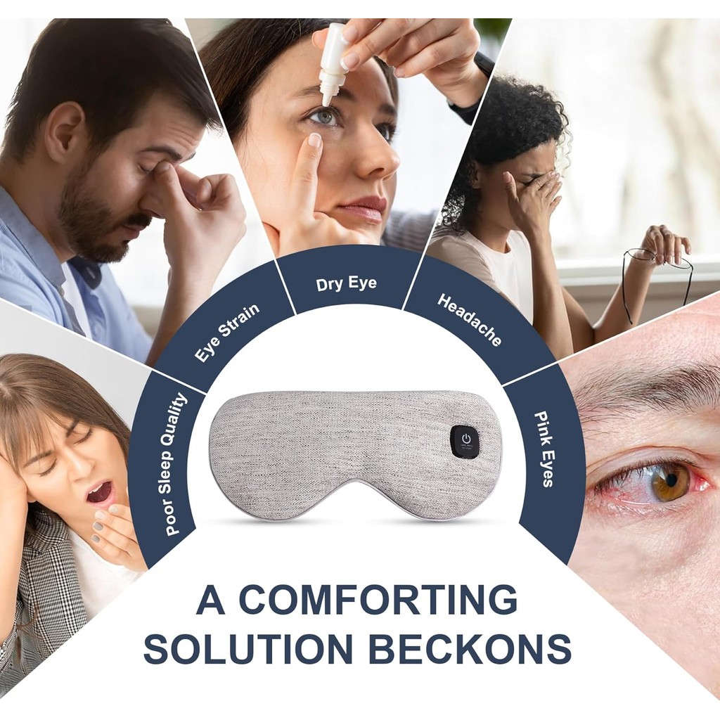 Heated Eye Mask ไร้สาย, Warm Eye Compress for Dry Eyes Stye Blepharitis Chalazion MGD Eye Treatment,