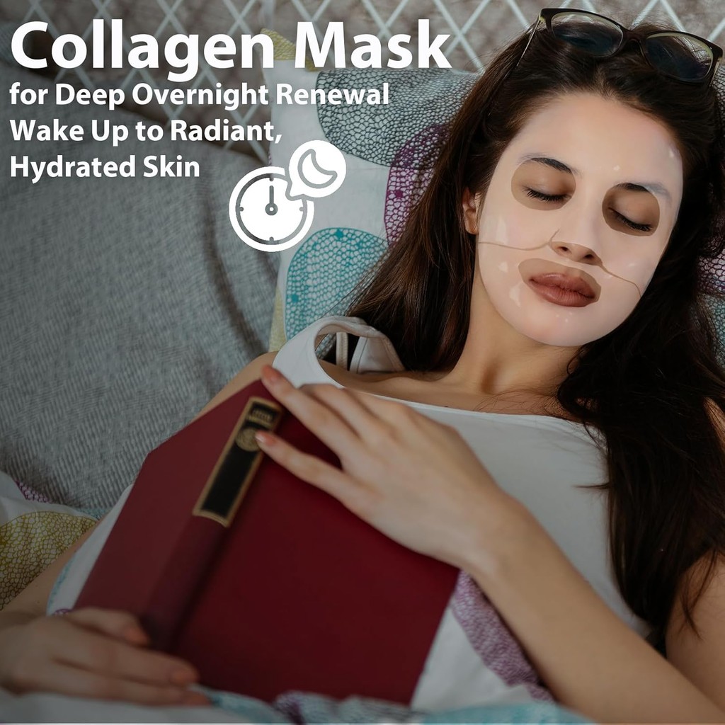 Deep Collagen Overnight Mask,มาส์กแผ่นพร้อมคอลลาเจนน้ําหนักโมเลกุลต่ําสําหรับยกกระชับและกระชับชุ่มชื