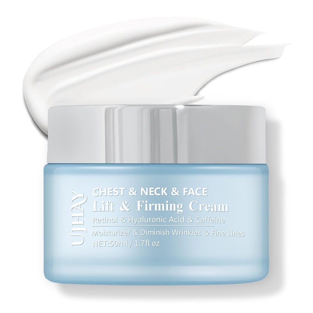 Retinol Neck Cream, Hyaluronic Acid and Caffeine Enriched Neck Firming Cream to Minimize Fine Lines 