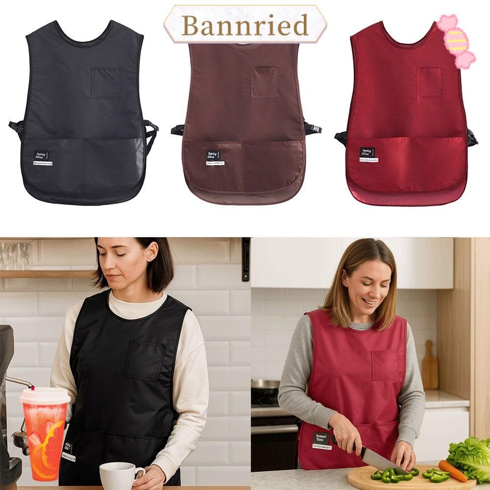 BANNRIEDSG ผ้ากันเปื้อนเชฟเสื้อกั๊ก, ผ้ากันเปื้อนเสื้อกั๊กกันน้ํามัน PVC แขนกุด, ผ้ากันเปื้อนทําอาหารกันน้ําทนคราบแบบพกพาในครัวเรือน