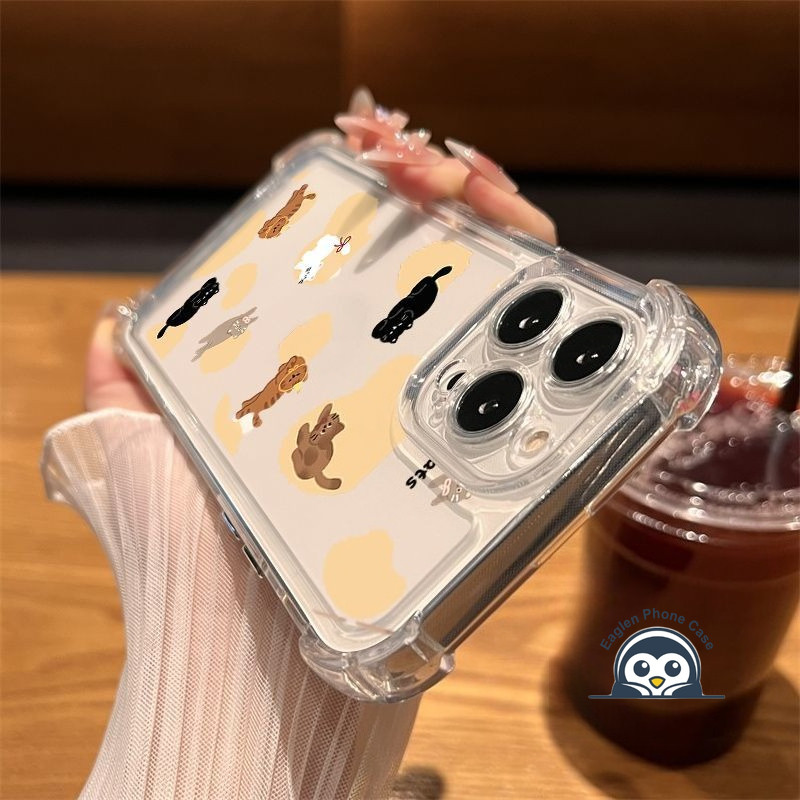 น่ารักการ์ตูนจุดแมวเคสโทรศัพท์สําหรับVivo X200S X200 Pro Mini FE X100 X100s Ultra X90 X80 X70 X60 X50 Pro Plus X30 X27 Pro Lite 5G 4Gปลอกใสสี่มุมนุ่มป้องกันการล่มสลาย