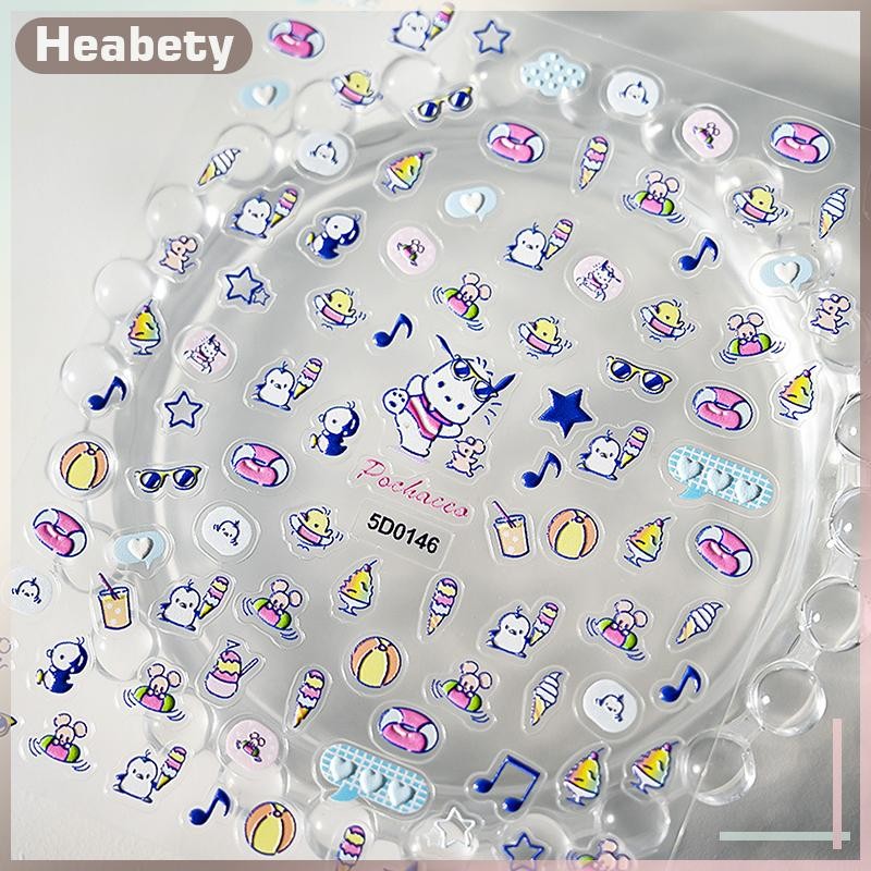 [ Heabety] 2D Pixel Style Mini Sanrios HelloKitty Nails Art Sticker Multi Expressions Cute Nail Deca