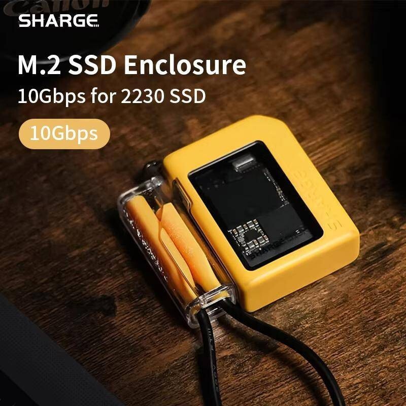 SHARGE 2230 M.2 NVMe SSD Enclosure ระบบทําความเย็นที่ใช้งาน 10Gbps NVMe PCIE M.2 SSD กรณี USB C 3.2 