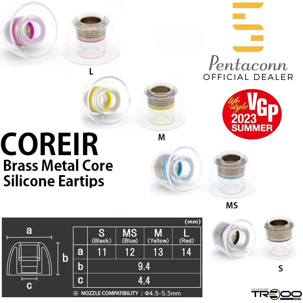 Pentaconn COREIR จุกหูฟังซิลิโคนแกนโลหะทองเหลือง