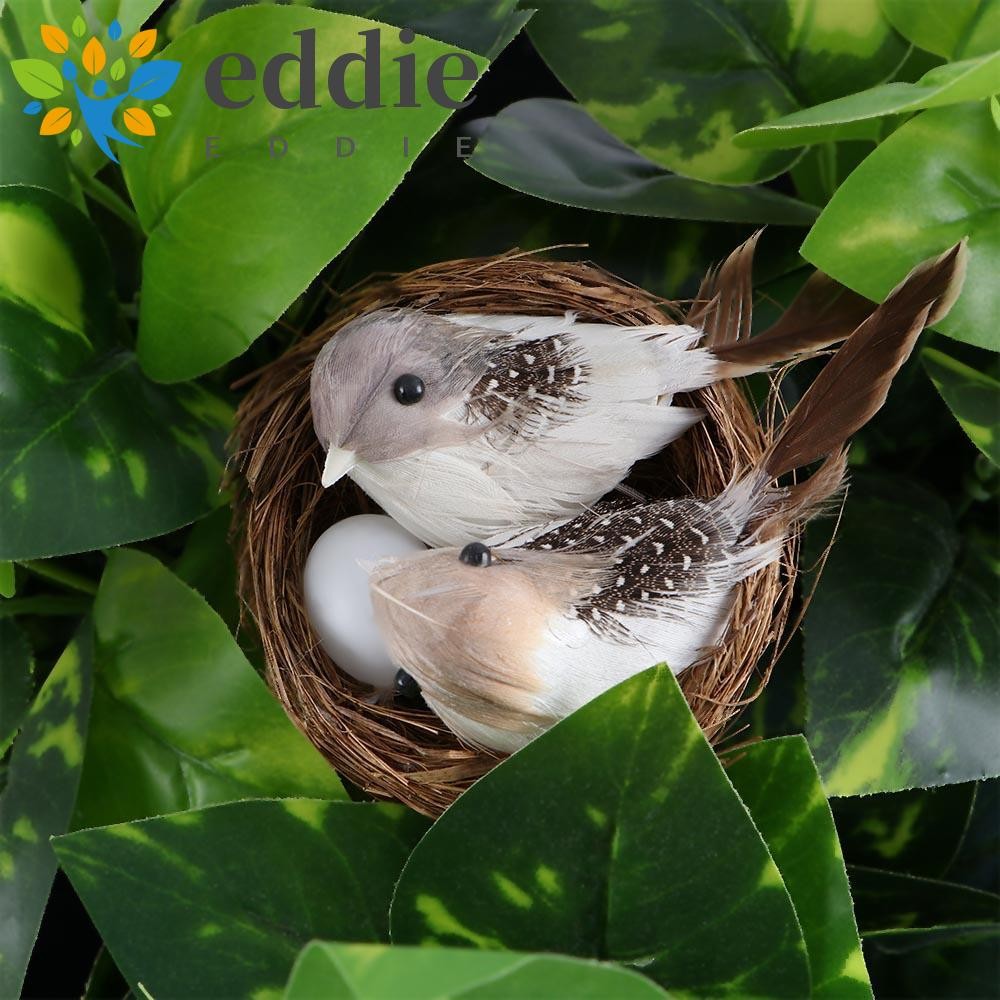 EDIE Birds Egg 1/2Set Miniature Feathered Garden Figurines Car Bird Nest