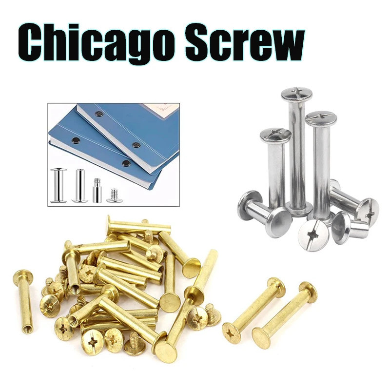 5-25pcs Chicago Screws Rivet Books Butt Screw Copperr Plated  Snap Binding Nail Rivet Studs Photo Al