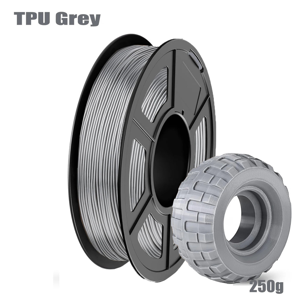 TPU Filament 1.75 มม. สําหรับเครื่องพิมพ์ 3D +/-0.02 มม., 95A, 250g (0.55 LBS) / แกนม้วน, สีเทา