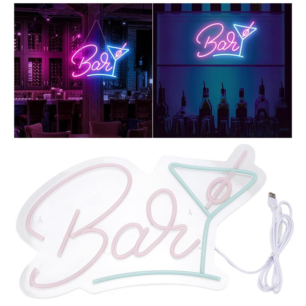 Xguli-ph Luocute Bar Neon Sign 10.2x16.9in อะคริลิค LED แขวน USB Powered Decor สําหรับ Home Bistro P