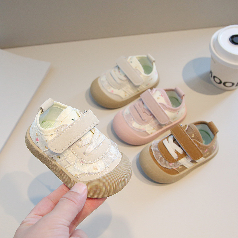 รุ่น 2025_รองเท้าผ้าใบหัดเดินลูกไม้กันลื่นสําหรับเด็กชายและเด็กหญิงสําหรับเด็กตั้งแต่ 1 ถึง 2 ปี (รห
