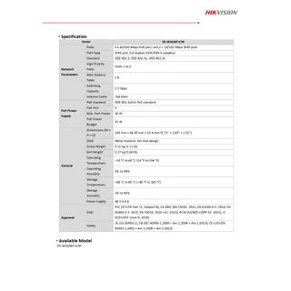 HIKVISION POE Switch 4 / 8 Port DS-3E0106P-E/M / DS-3E0310P-E/M / DS-3E1106P-EI/M / DS-3E1310P-EI/M / DS-3E1510P-SI