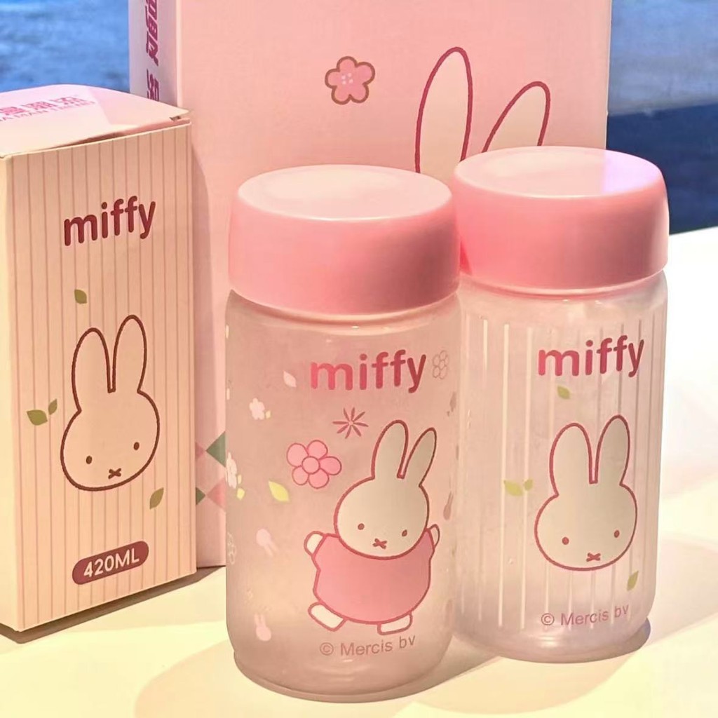 พร้อมสต็อก [ของแท้] มิฟฟี่ กระต่ายฤดูร้อนถ้วยน้ําใสน่ารัก อิน มูลค่าสูงนักเรียนสาวถ้วยพลาสติกถ้วย