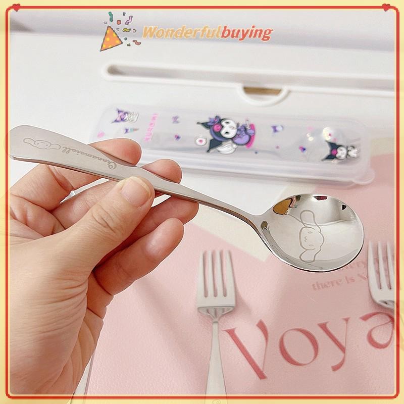 Wbth ชุดช้อนส้อมสเตนเลส ลายการ์ตูน Cinnamorolls น่ารัก สามชิ้น สําหรับเด็ก - รูปที่ 5