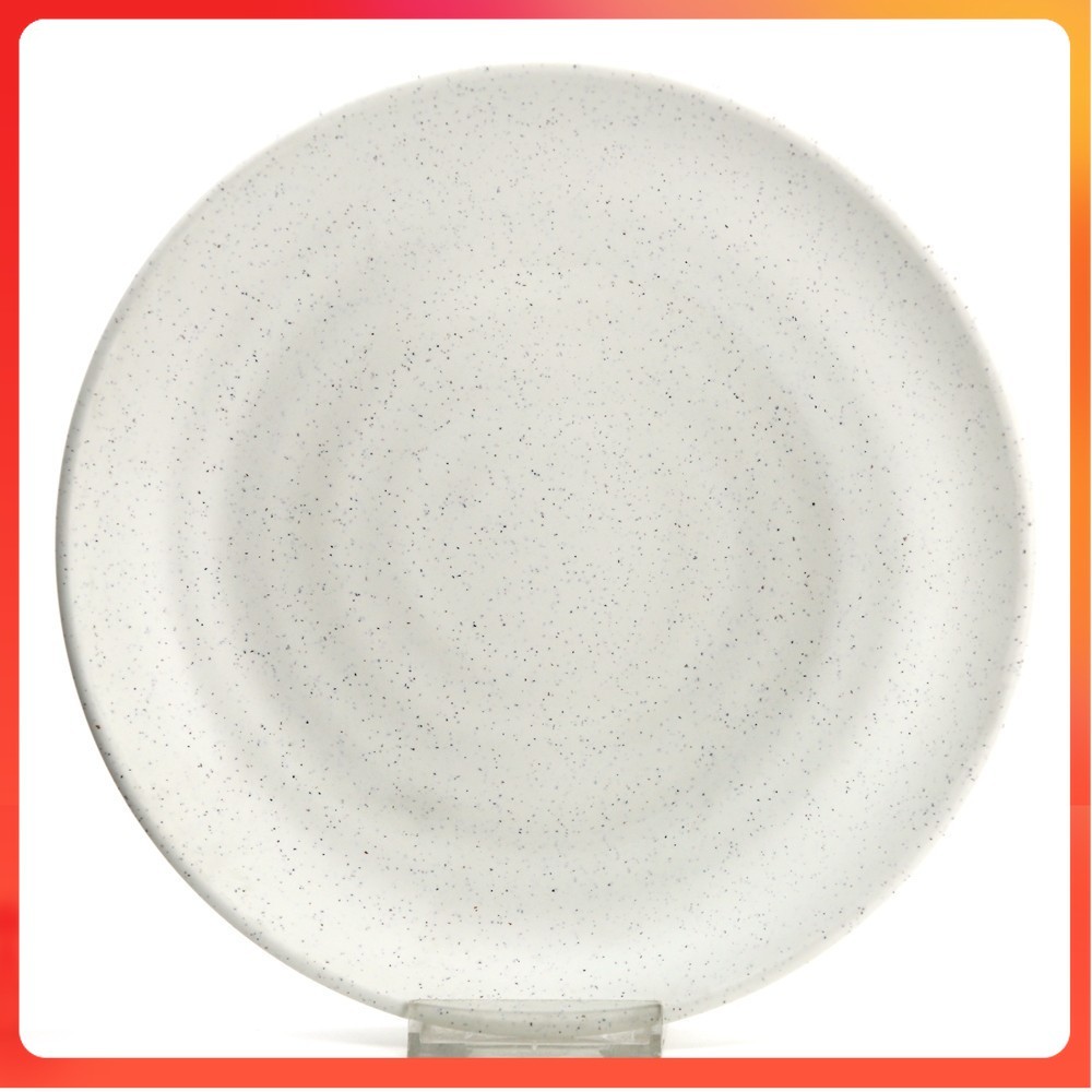 จานอาหารค่ําเมลามีน Cosmic Onyx 9 นิ้ว (22.5 ซม.) – จานแบนหรูหราในหินแกรนิต, เทา & งาช้าง