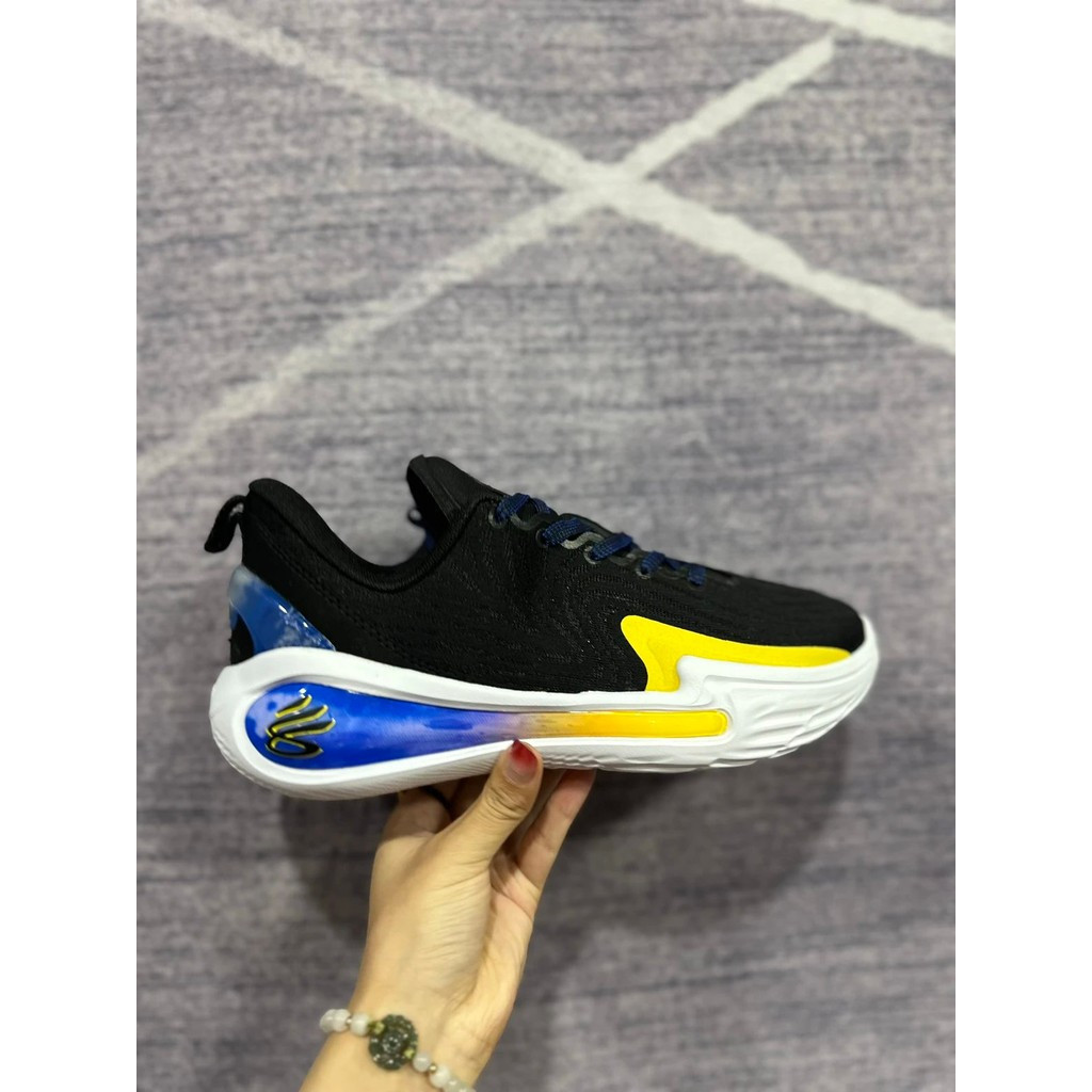 Under Arm Curry Flow 12 สีดําสีเหลืองสีฟ้า 7630-001 รองเท้าบาสเก็ตบอล Low Top รุ่น 12 (Sl)