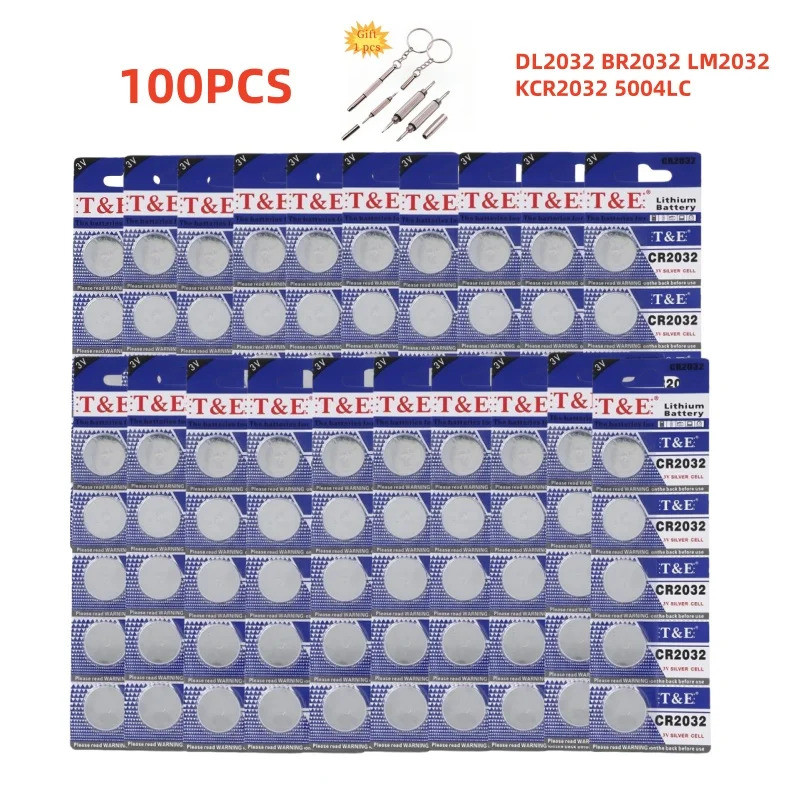 100PCS CR2032 ปุ่ม CR 2032 DL2032 ECR2032 แบตเตอรี่ลิเธียม 3V สําหรับนาฬิกากุญแจรถระยะไกลเหรียญเซลล์