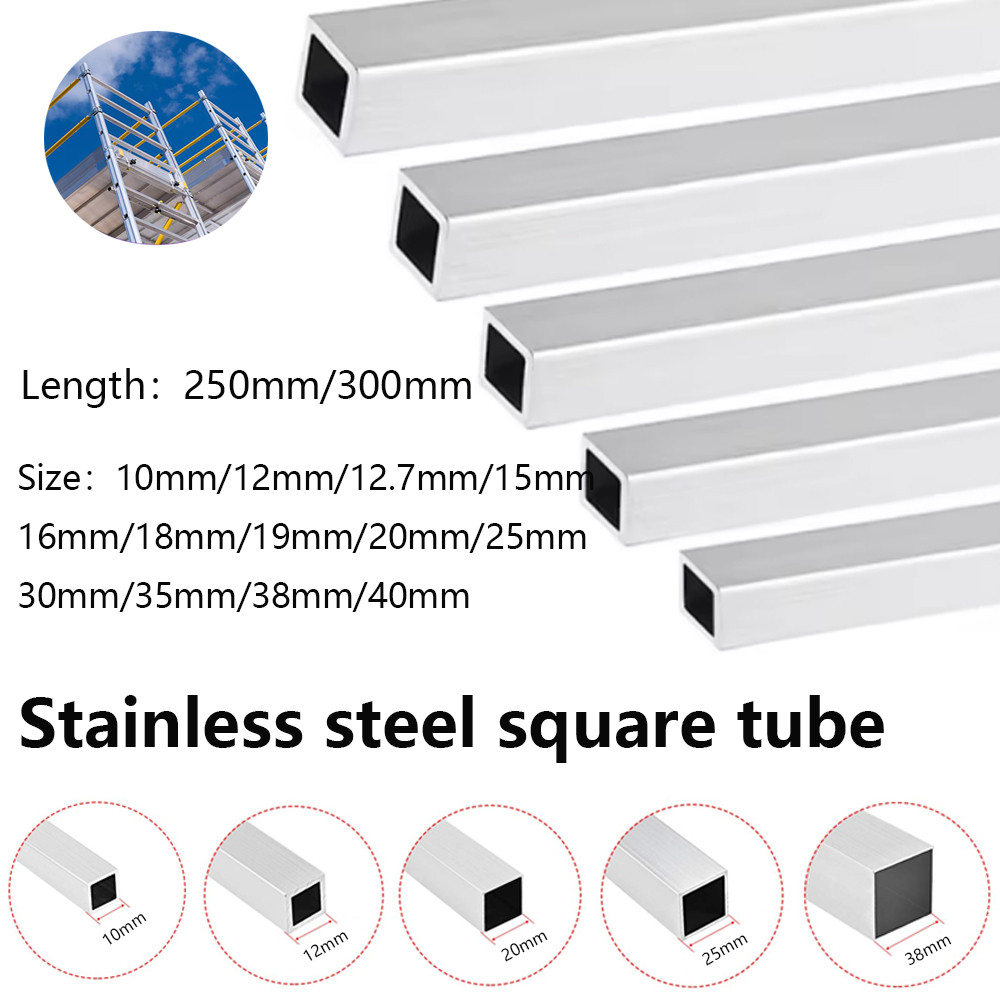 10-40mm 304 Stainlesss Steel Square Tube - 1mm Thick, Polished, Corrosion-Resistant Metal Structural Tube