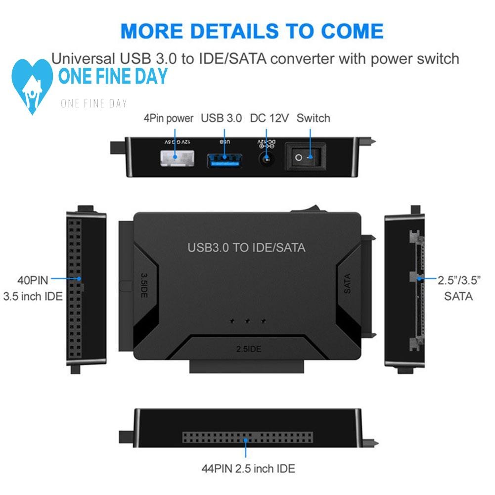 Usb 3.0 ถึง Ide & Sata Hard Driver Converter ชุดอะแดปเตอร์ฮาร์ดไดรฟ์ภายนอก 2.5/3.5 สาย A8k7