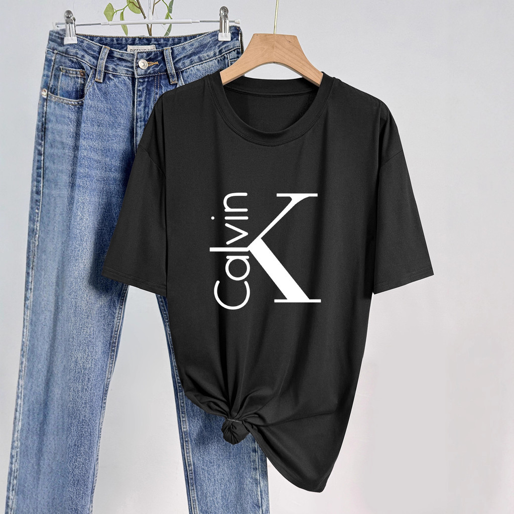 เสื้อยืดสไตล์ยุโรปอเมริกัน ลายทางสีหลากหลาย คอปอมพิมพ์ ขนาดหลวม สำหรับผู้หญิง ERV