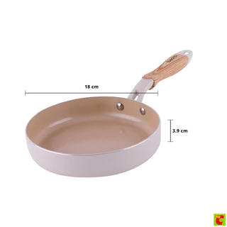 เบสิโค กระทะอะลูมิเนียมเคลือบเซรามิก รุ่น T133AK-0118 ขนาดกระทะ 18 ซม. สีครีม