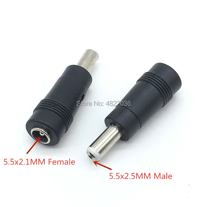2 PC 5.5 x 2.1 มม.หญิง 5.5 x 2.5 มม.ชาย DC Power Connector อะแดปเตอร์แล็ปท็อป 5.5*2.1 หญิงถึงชาย 5.5