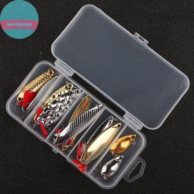 Sund 10 ชิ้นตกปลาช้อนโลหะชุดล่อชุดทองเงินเหยื่อเลื่อม Spinner TH