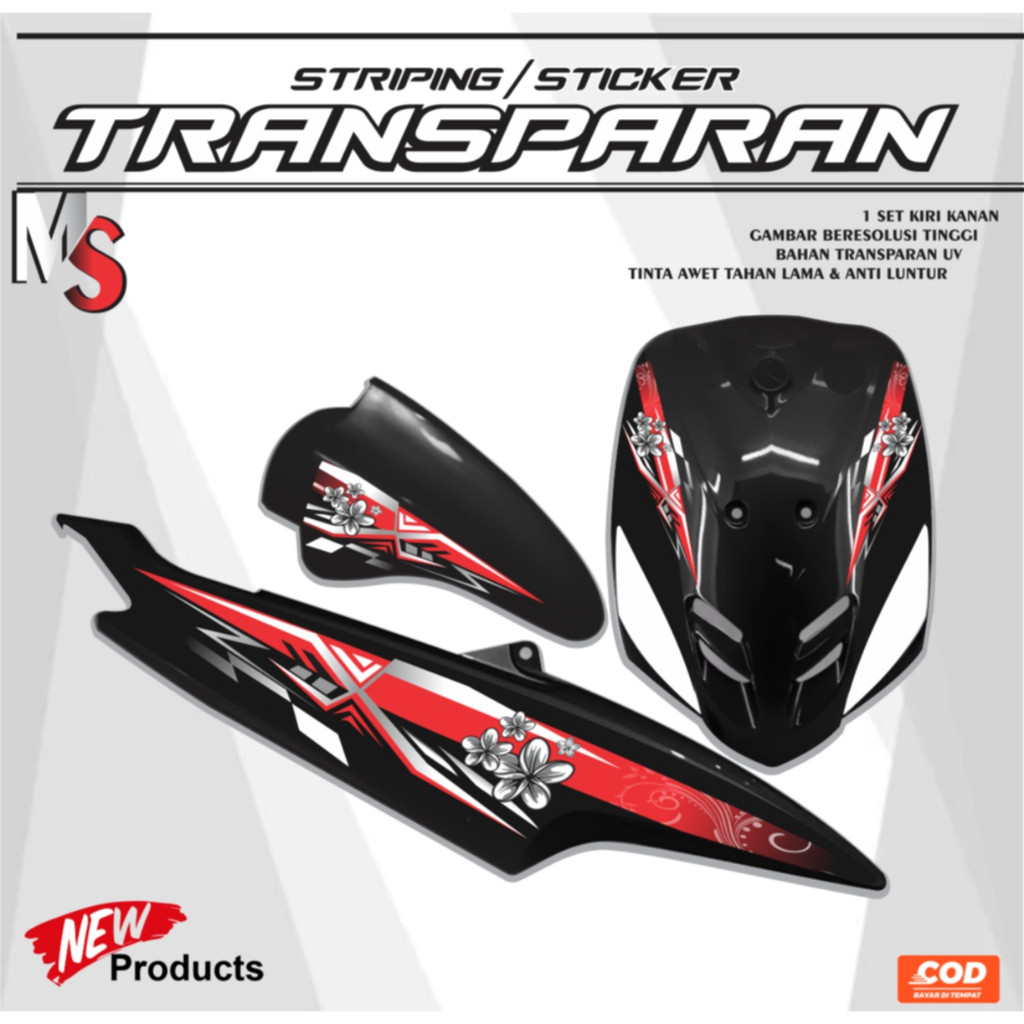 SIMPE MOTIF STRIPING สติ๊กเกอร์ TRANSPARENT UV MATERIAL MIO เก่า CARBON Y14