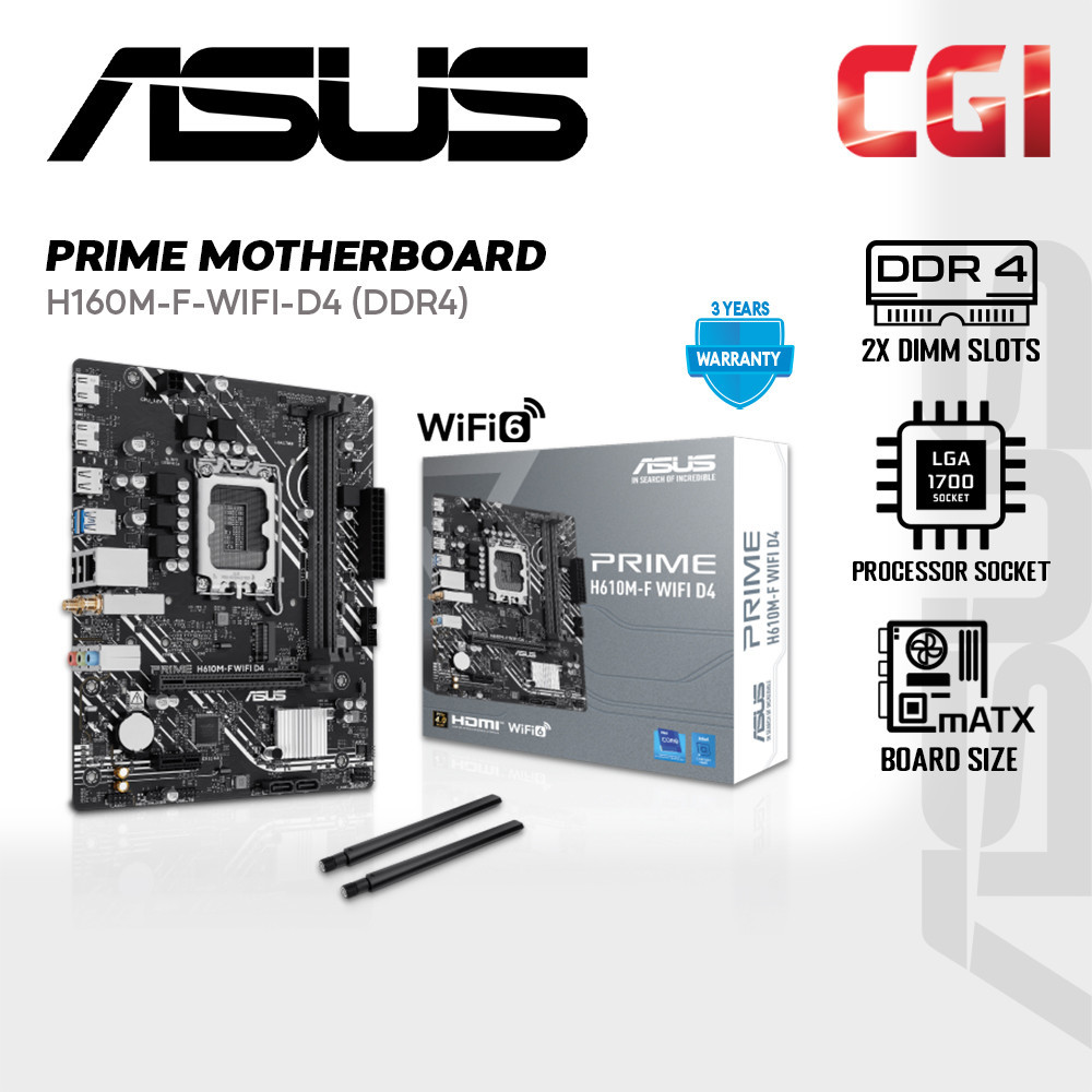 Asus Prime H610M-F-WIFI-D4 DDR4 PCie 4.0 WiFi 6 LGA 1700 เมนบอร์ด Micro-ATX
