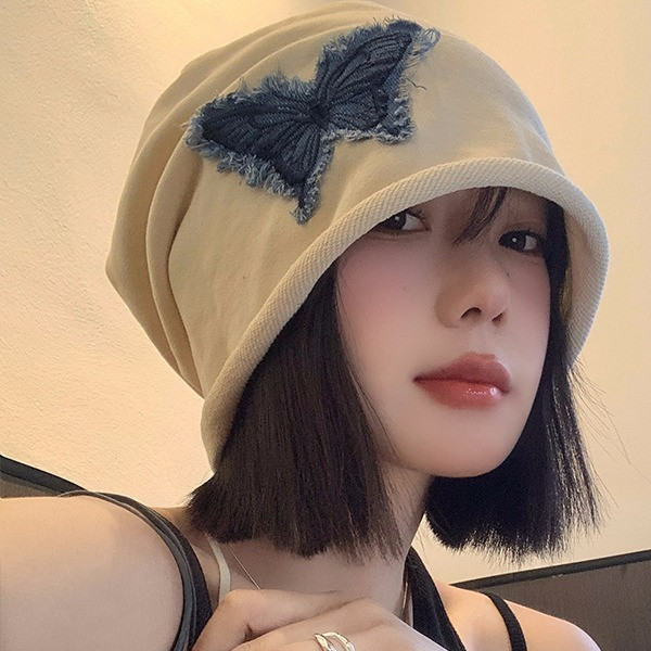 UT shop หมวกบีนนี่  Butterfly พิมพ์ลาย ผ้าถัก อบอุ่น ฮิปฮอป แฟชั่น ผู้ชายและผู้หญิง Y2K MZ012