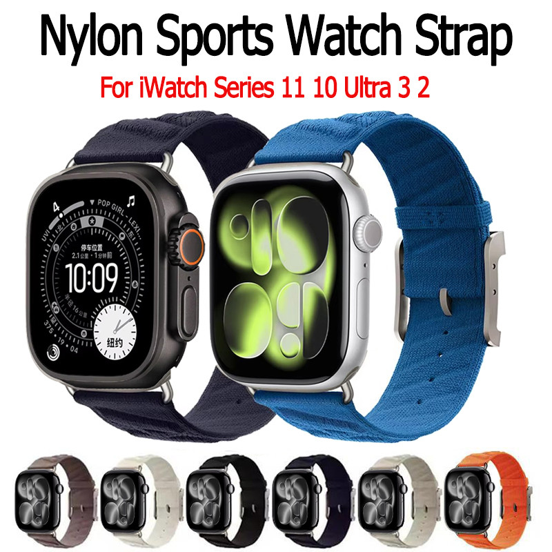 สายไนลอน Ocean สำหรับ IWatch Series 11 10 Ultra 3 2 สายนาฬิกา IWatch 49mm 46mm 42mm