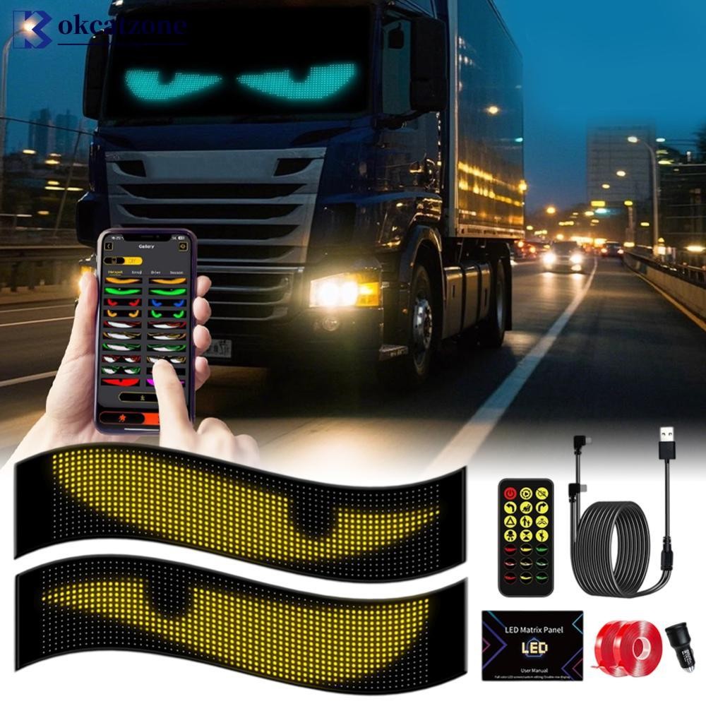 OKCATZONE 2 ชิ้น Devil Eyes Light บลูทูธ APP ควบคุมกับ Car Charger DIY โปรแกรมยืดหยุ่นจอแสดงผล LED S