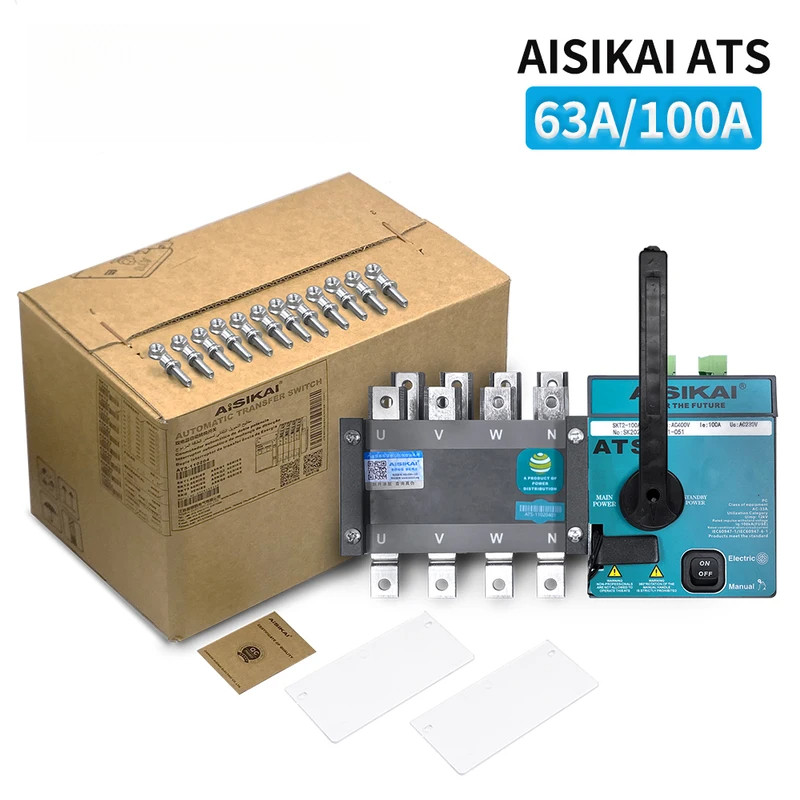 Aisikai 63A 100A 4P ATS SKT63A/4P SKT100A/4P Controller Dual Power Automatic Transfer Switch 220v  D