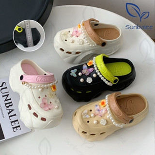 SUNBALEE 🍄E2305 รองเท้าหัวโต รองเท้าแฟชั่นแบบสวม สีทูโทน เสร…