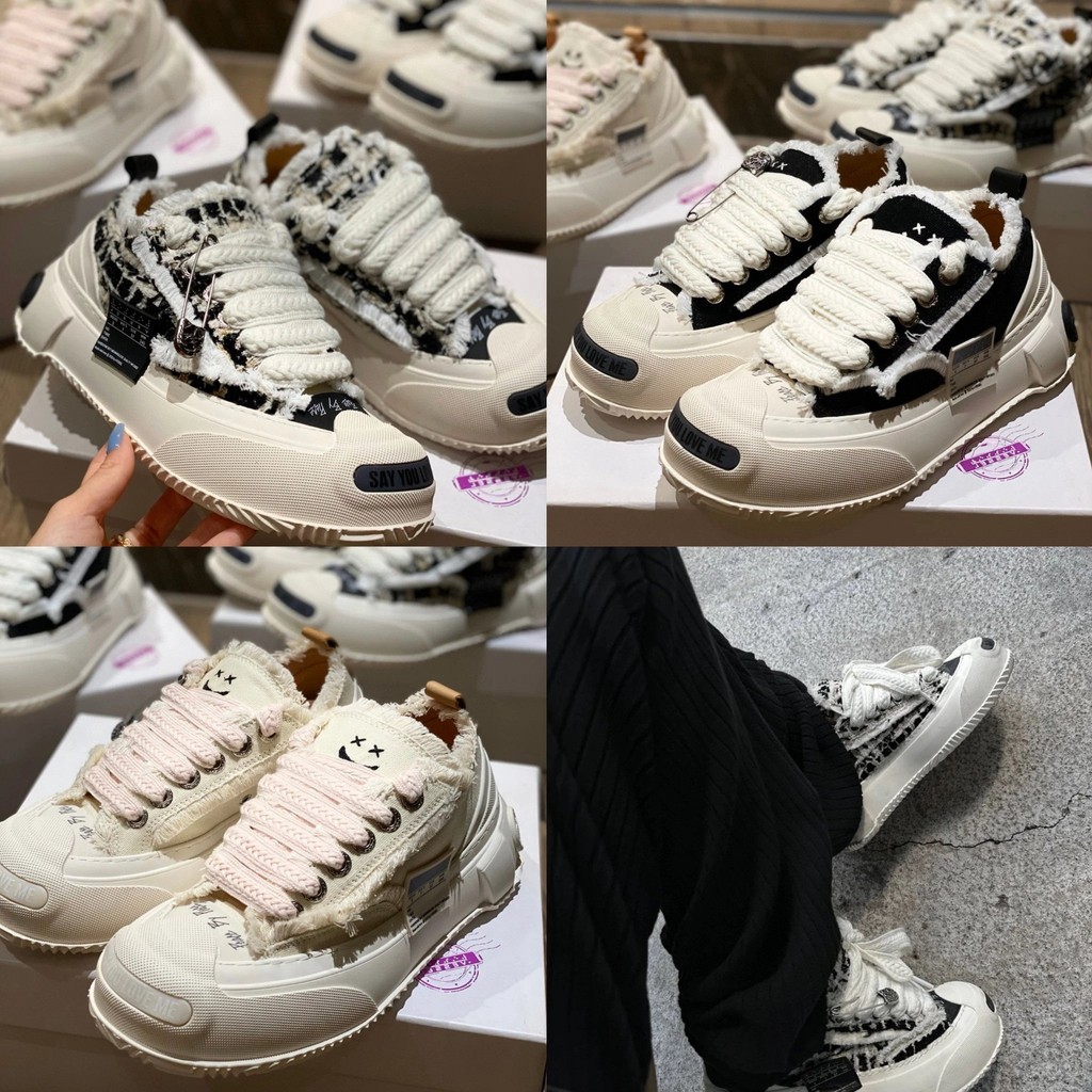 Wu Jianhao XVESSEL รองเท้าผ้าใบ Soled Marshmallow สไตล์ซ่อนเปิดยิ้มหนา