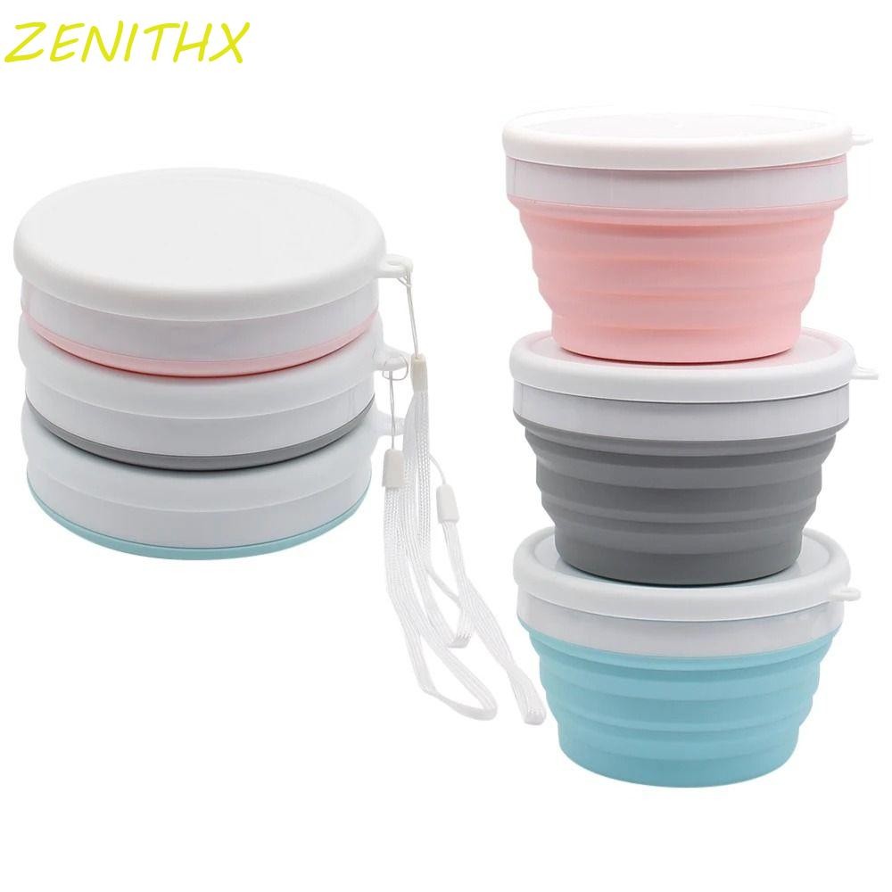 ZENITHX ชามพับได้ซิลิโคน,ฝาปิดเกรดอาหารภาชนะบรรจุอาหารแบบพกพา,ปลอดสาร BPA นํากลับมาใช้ใหม่ได้ขนาดกะทัดรัดทนความร้อนตั้งแคมป์สลัดจานบนโต๊ะอาหาร