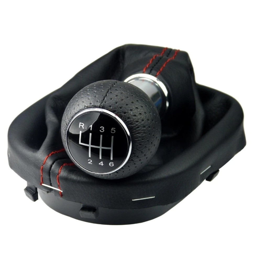 หัวเกียร์ 6 ความเร็วเย็บสีดํา/สีแดงสําหรับ Touran 1T3 Bj 2010-2015 1T0711113