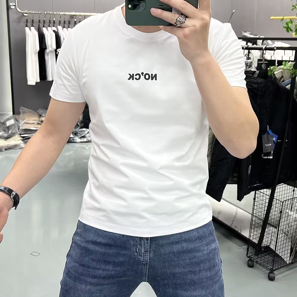 2025 NEW 20252025 Summer Hot-Selling Pure Cotton Short-Sleeve T-Shirt for Short and Petite Men Slim 