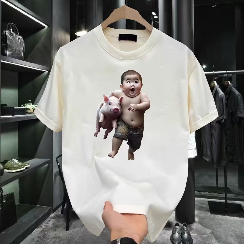 COD 2025 Short Sleeve T-Shirt Men American Style Loose Fit Plus Size Trendy Brand Fashion Versatile 