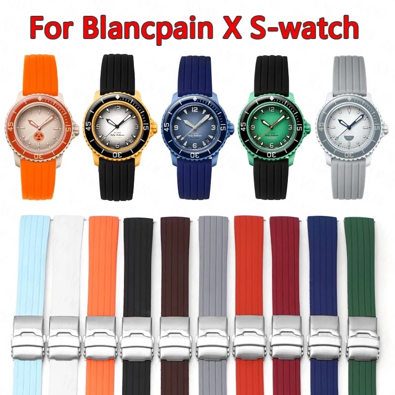 ใหม่ 22 มม.ซิลิโคนสําหรับ Blancpain X Swatch Fifty Fathoms ห้า Oceans Series ดําน้ําแฟชั่นผู้ชายผู้ห