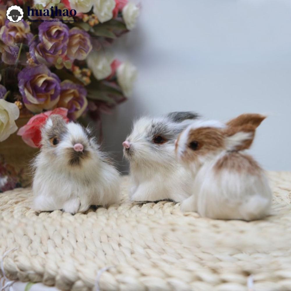 HUAIHAO จําลองตุ๊กตากระต่ายของเล่นน่ารัก Mini Bunny ตกแต่งสําหรับห้องนอนโต๊ะรถเด็กเด็กของขวัญ T7U7