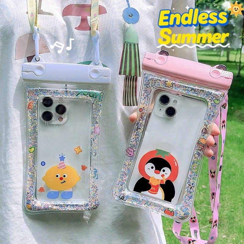 กระเป๋าใส่โทรศัพท์กันน้ำ ลายการ์ตูน โปร่งใ มีสายคล้อง ความคมชัดสูง น่ารัก มีหลากหลายแบบให้เลือก