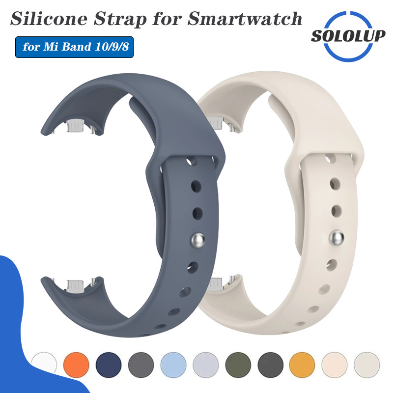 สายซิลิโคนอ่อน for Xiaomi Mi Band 10 9 8 NFC สายรัดข้อมือยางอ่อน อุปกรณ์เสริมสายรัดข้อมือเปลี่ยน for Miband 10 9 8