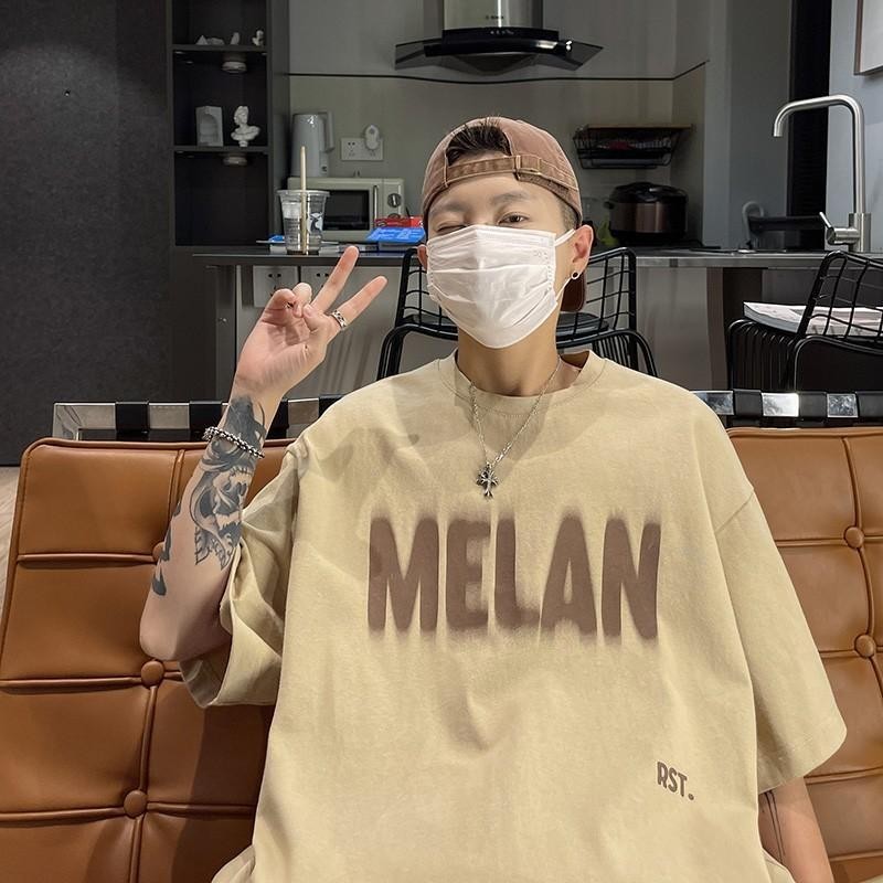 Top.basic🔥เสื้อยืดชายoversize ลายพิมพ์แฟชั่น ผ้าCotton ใส่สบาย เสื้อกีฬา สไตล์เกาหลี 'MELAN'【COD】