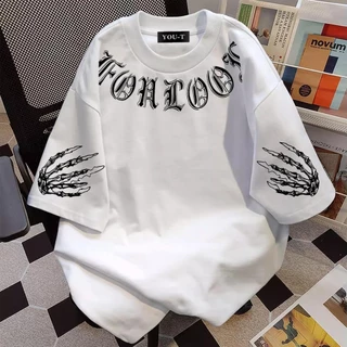 Top.basic🔥เสื้อยืดOversize ผ้าCOTTONลาย "Skeleton hand" เนื้อผ้าเกรดพรีเมียม คอกลม เสื้อวินเทจ ใส่สบาย【COD】