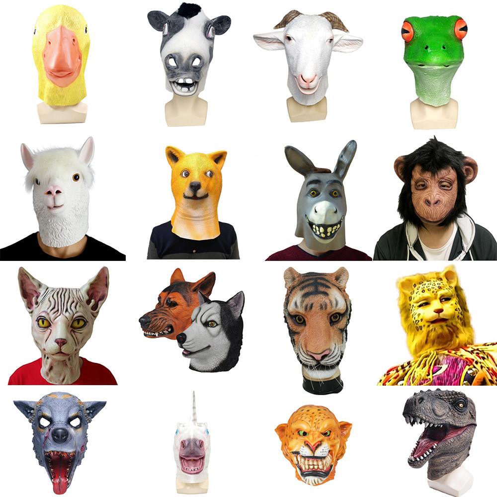 โรงงานขายตรงประติมากรรมทราย Influencer Spoof Mythical Beast Latex Mask Live Props ฮาโลวีนหลายสไตล์สั