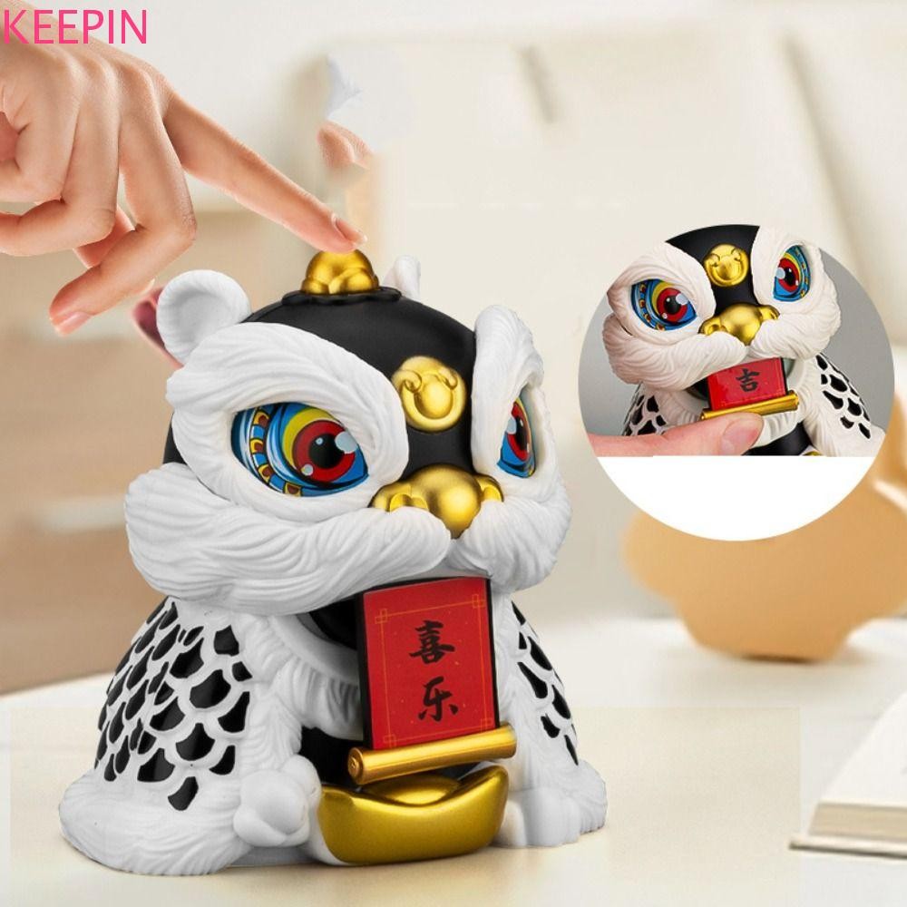 KEEPIN Dragon Dance Lion ของเล่น,เชือก DIY หัตถกรรมรูปปั้นสิงโตของเล่น,ตกแต่งบ้านกด Couplet ดึงดูดความมั่งคั่งปีใหม่ของเล่นเด็กเด็กผู้หญิง