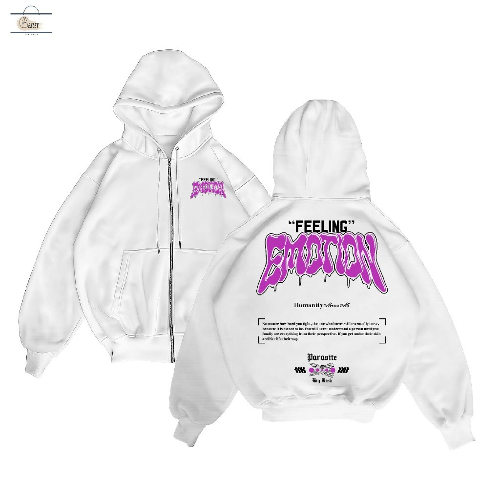 BEXLEY - Feeling Emotion Zipper Hoodie Jacket Hoodie Zipper Size M-XXL Unisex [ผู้ชายและผู้หญิง]