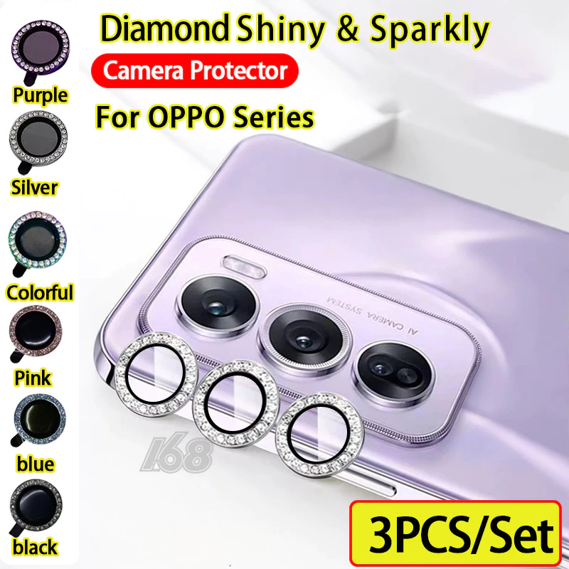 ฝาครอบกล้อง OPPO Reno 12 5G แวววาวเหมือนเพชร ฟิล์มป้องกันเลนส์ OPPO Reno 12 Pro 5G กระจกฟิล์มกล้องกลิตเตอร์ ฝาครอบเลนส์กล้องด้านหลังโลหะ