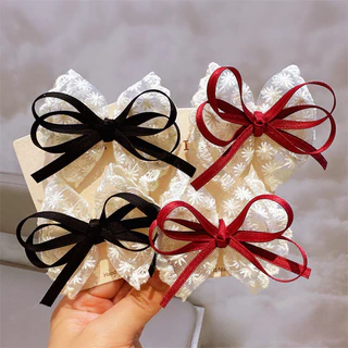 ลูกไม้น่ารัก Bowknot Hairpin Duckbill คลิปด้านข้าง Bangs เครื่องประดับผม