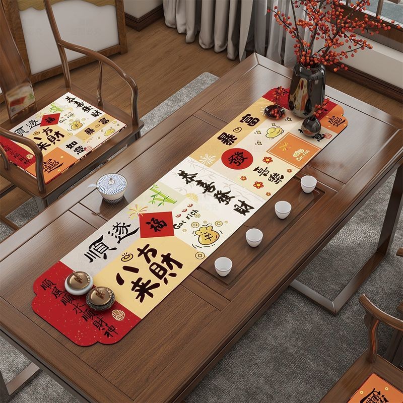 Simple Table Runner Leather Table Mat TV กันน้ํา Oilproof ผ้าปูโต๊ะด้านข้าง